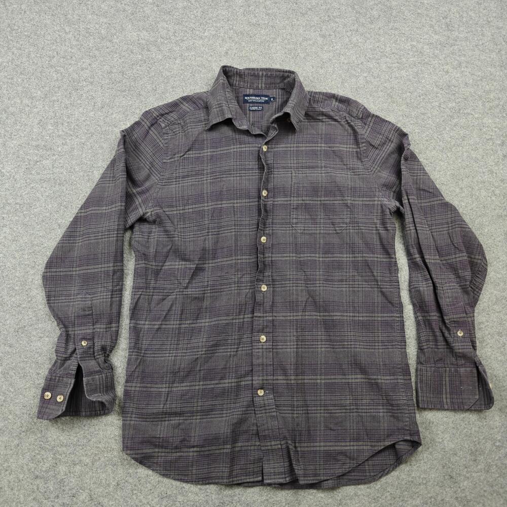Southern Tide Shirt Mens Small Purple Flannel Button-Up Classic Fit Pockets